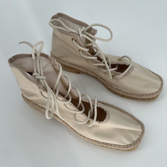 Naguisa Annona Square Toe Open Front Lace Up Jute Boots In Ecru Natural - Picture 5 of 7
